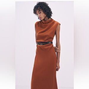 ZARA NWT ZW Collection Belted MIDI Dress